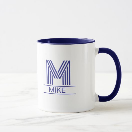 Mug Striped Monogram Initial & Name Two-Tone (Droite)