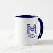 Mug Striped Monogram Initial & Name Two-Tone (Devant droit)