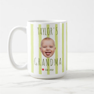 Mug Stripes Custom Photo & Name Baby Face Grandma