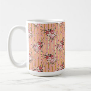 MUG STRIPES D'OR ET FLEURS D'EAU PEACH PEACH PEINY