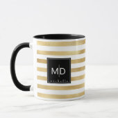 Mug Stripes d'or Monogramme personnalisé (Gauche)