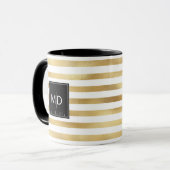 Mug Stripes d'or Monogramme personnalisé (Devant gauche)