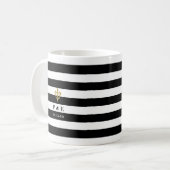 Mug Stripes Fleur de Lis Photo noire et blanche (Devant gauche)