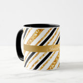 Mug Stripes Gold Parties scintillant Black Boho Popula (Devant gauche)