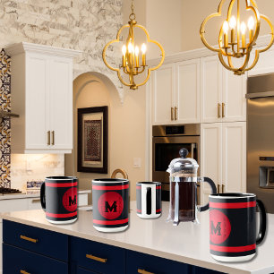 Mug Stripes horizontales minimalistes rouges noirs