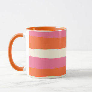 Mug Stripes inégales - rose, orange et crème