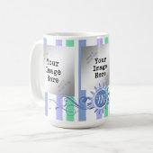 Mug Stripes & Monogramme Flourdissant-Turquoise/Menthe (Devant gauche)