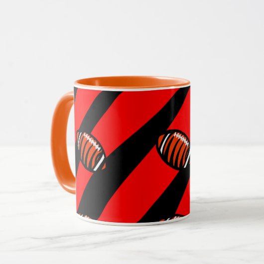 MUG STRIPES ORANGE ET NOIR (Devant gauche)