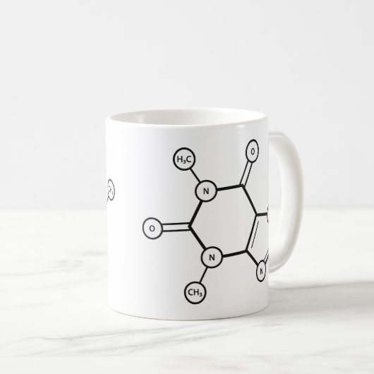 Mug structure moléculaire de caféine (Devant droit)