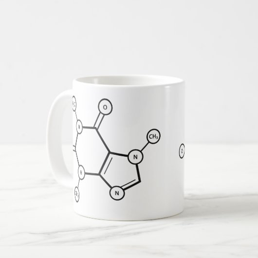 Mug structure moléculaire de caféine (Devant gauche)