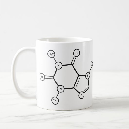 Mug structure moléculaire de caféine (Gauche)