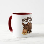 Mug Stubborn as a mule funny cartoon donkey (Devant gauche)