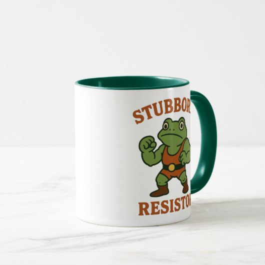Mug Stubborn Resistor - Motivational Frog Gym Tee (Devant droit)