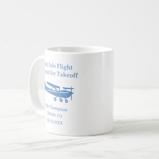 Mug Student Pilot First Solo Aviation Blue Personalize (Devant gauche)