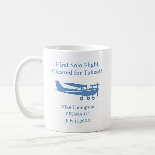 Mug Student Pilot First Solo Aviation Blue Personalize (Gauche)