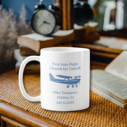 Mug Student Pilot First Solo Photo Blue Personalized