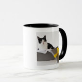 Mug Studio tiré du chat noir et blanc dans la (Devant droit)