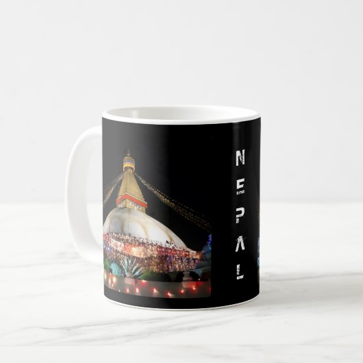 Mug Stupa Boudhanath, Katmandou la nuit - Népal (Devant gauche)