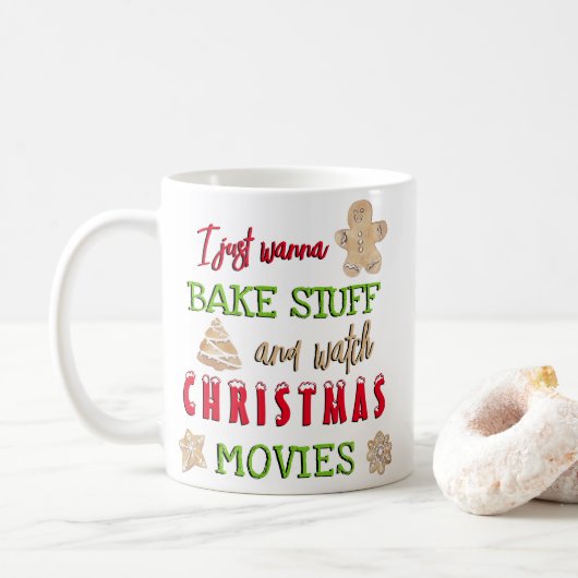 Mug Stups de gâteau amusants Regarder les films de Noë (Avec donut)