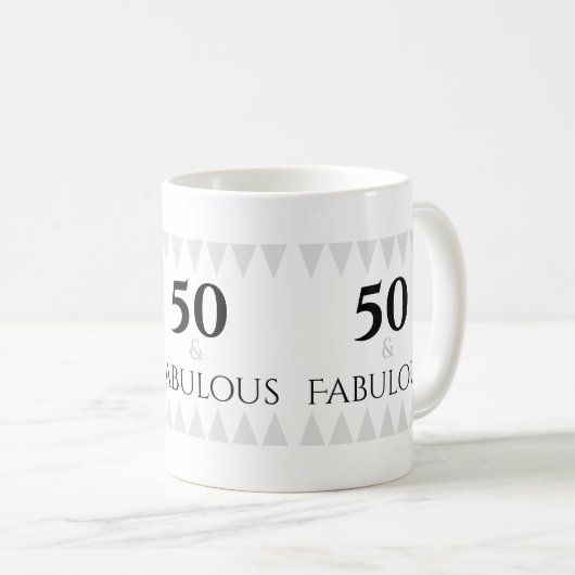 Mug Style 50 & Fabuleux Silver Black Typographie (Devant droit)