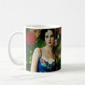 Mug Style Art Déco Elégant Femme avec Grandes Fleurs A (Gauche)