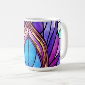 Mug Style Art Nouveau Vitrage Peacock Plumes (Devant droit)
