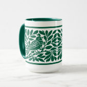 Mug Style Arts & Crafts Oiseau sur une branche  (Devant gauche)