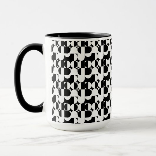 Mug Style Bauhaus Noir Et Blanc Géométrique Rétro  (Gauche)