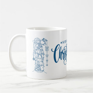 Mug Style Bleu Photo Collage Joyeux sapin de Noël