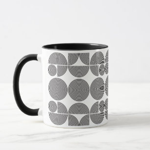 Mug style boho retro moderne noir motif géométrique