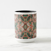 Mug Style Carrelage Rouge Conception de feuillage (Centre)