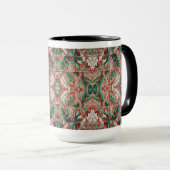 Mug Style Carrelage Rouge Conception de feuillage (Devant droit)