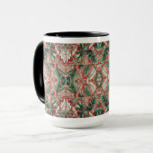 Mug Style Carrelage Rouge Conception de feuillage (Devant gauche)