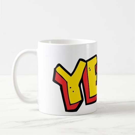 Mug Style comique Ouais Texte Graphique en gras Jaune (Gauche)