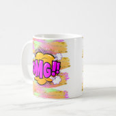 Mug Style comique Pop Retro Jaune violet OMG Arc-en-ci (Devant gauche)