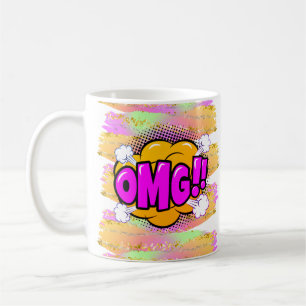 Mug Style comique Pop Retro Jaune violet OMG Arc-en-ci