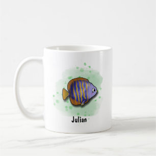 Mug style d'aquarelle à poisson d'eau salée rayée