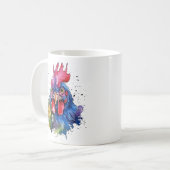 Mug Style d'aquarelle de poulet du coq du pays (Devant gauche)