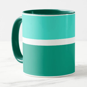 Mug Style de bloc de couleur Turquoise blanc turquoise