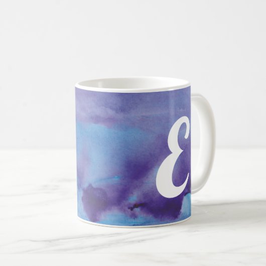 Mug Style de marbre pourpre bleu d'aquarelle de (Devant droit)