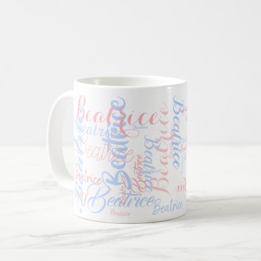 Mug style de police de script de nom personnalisé, typ (Devant gauche)