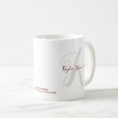Mug Style de police manuscrit monogrammed blanc (Devant droit)