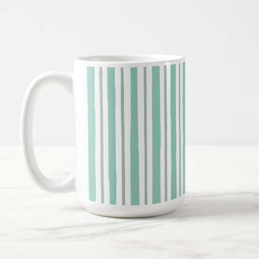 Mug style de rayures de couleur vert sauge clair (Gauche)