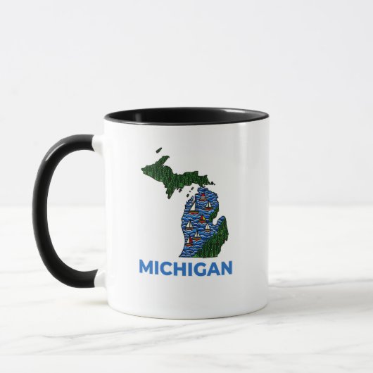 Mug Style de tatouage au contour du Michigan (Gauche)
