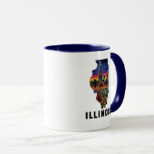 Mug Style de tatouage de l'Illinois Style Skyline Jazz (Devant droit)