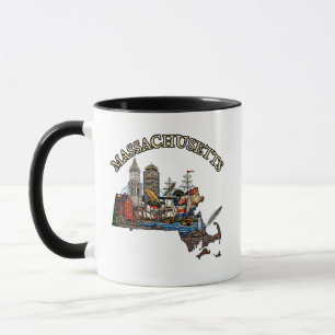 Mug Style de tatouage en contour du Massachusetts