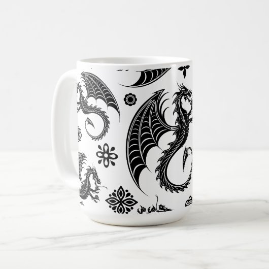 Mug Style de tatouage en forme de dragon noir (Devant gauche)