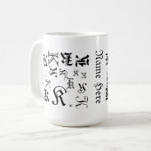 Mug Style de texte du monogramme et du nom de la lettr (Devant gauche)