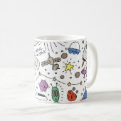Mug Style Doodle, illustration du thème spatial. (Devant droit)