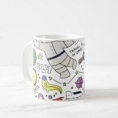 Mug Style Doodle, illustration du thème spatial. (Devant gauche)
